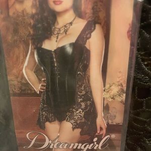 Bustier corset , black size 42, and stockings set new in package